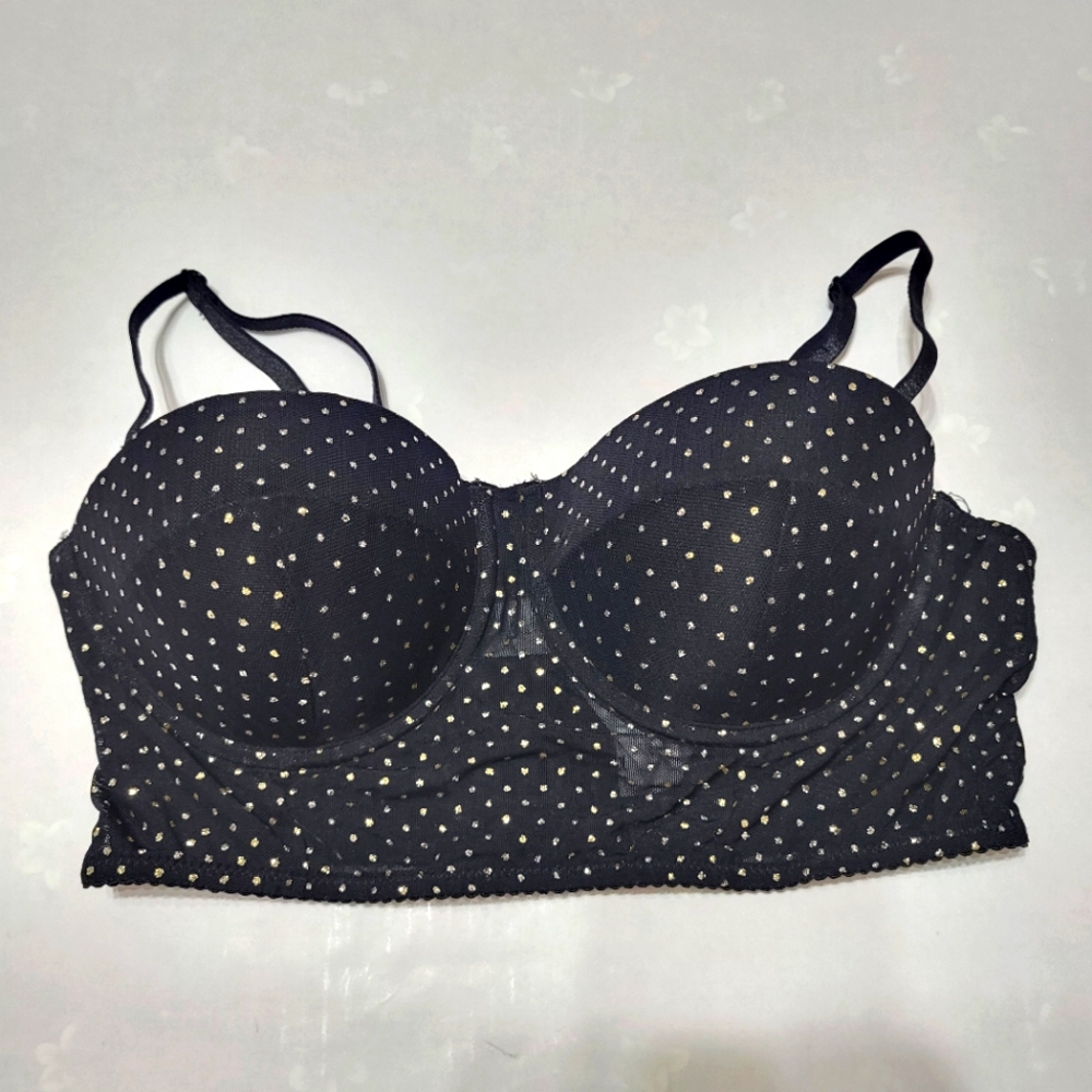 Forever 21 Size L Black Gold Bra